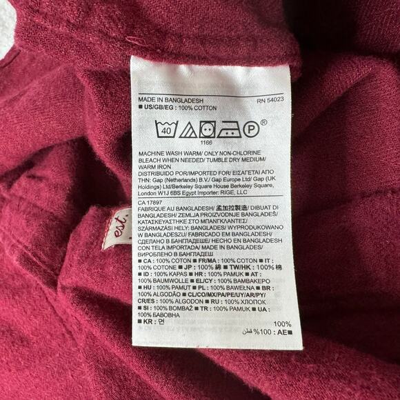 BANANA REPUBLIC Heritage Red Flannel Tailored Slim Fit Utility Shirt Size Large - Picture 4 of 7